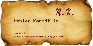 Mehler Karméla névjegykártya